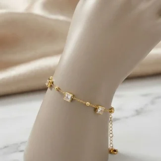 Square Stone Gold Bracelet