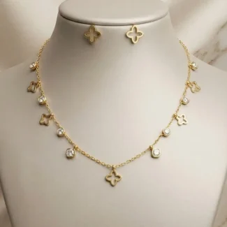 Clover Stone Gold Jewelry Set