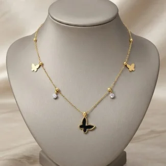 Enamel Butterfly Gold Necklace