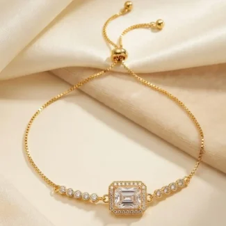 Emerald Cut Stone Gold Slider Bracelet