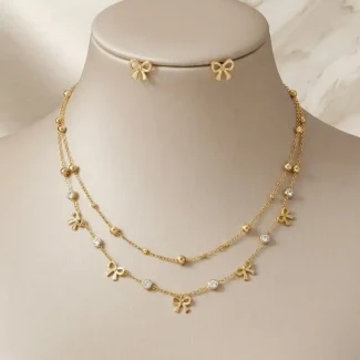Double Layer Bow Gold Set